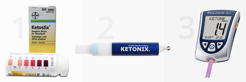 ketostix urine strips, ketonix breath analyzer, precision xrtra serum ketone meter